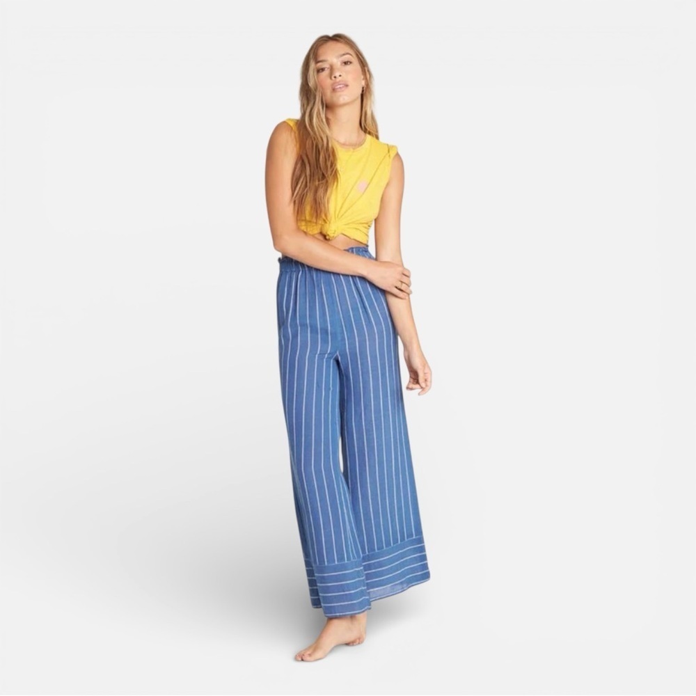 Billabong Women's Flip Out wide Leg Beach Pants Blue White Small